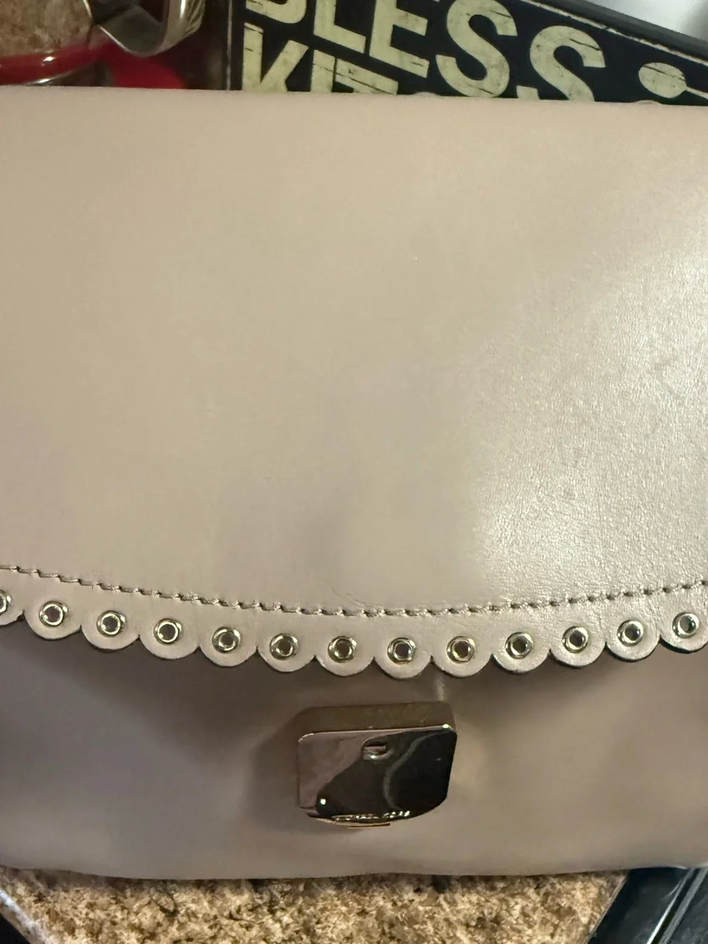 Michael Kors Soft Taupe Leather Scalloped Top-Handle Satchel